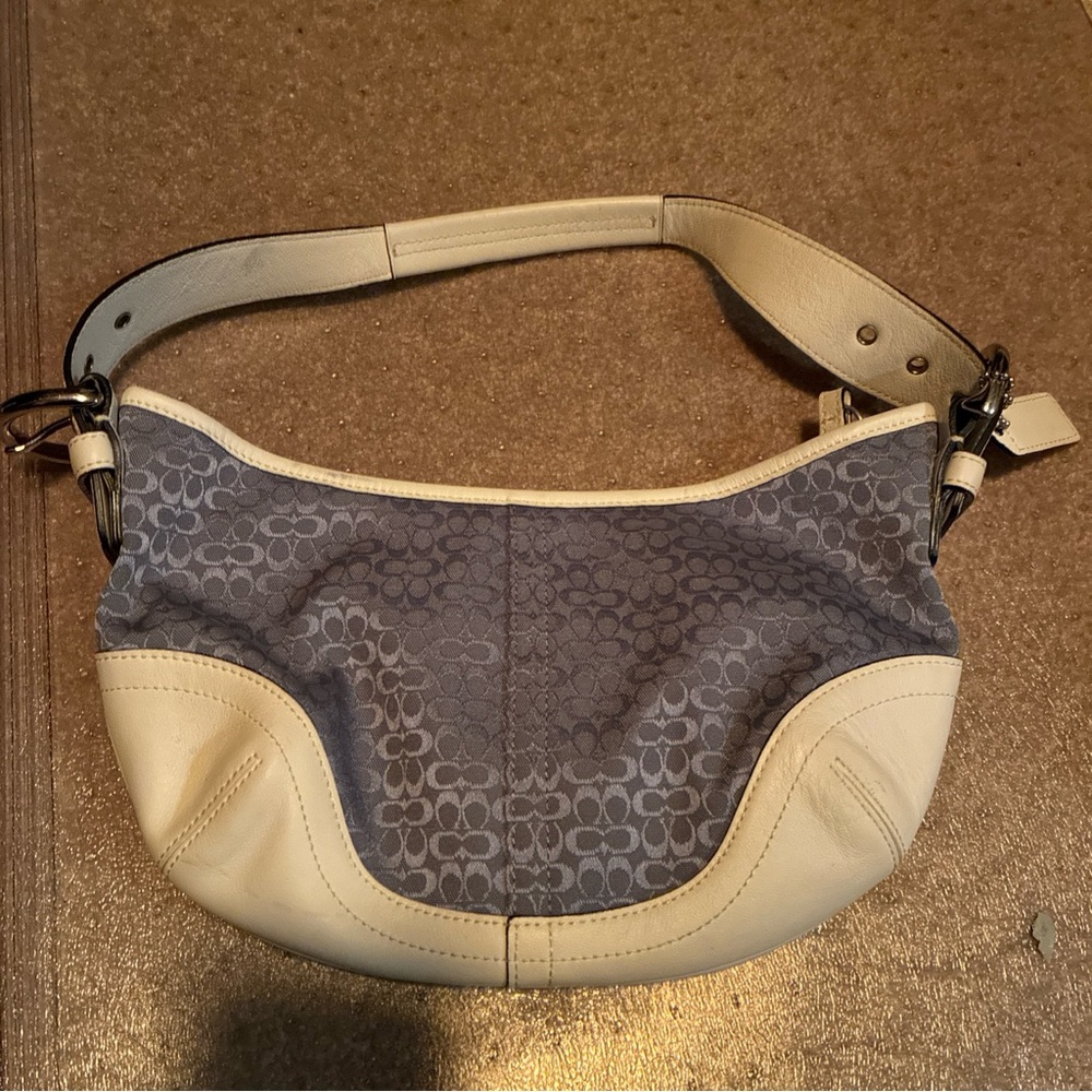 Coach Blue and Cream Shoulder Bag